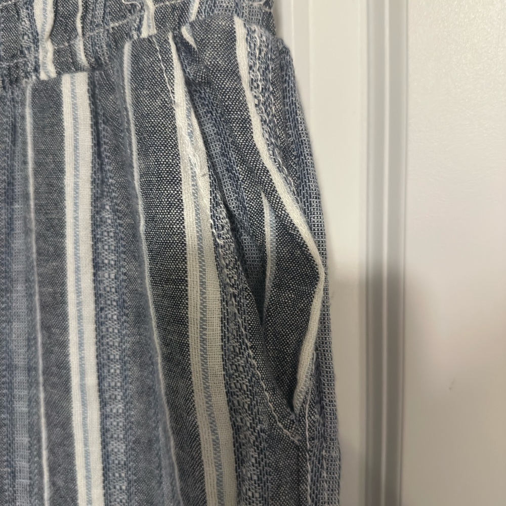 Briggs New York Navy/White & Tan/White Striped Pants M - Picture 2 of 12